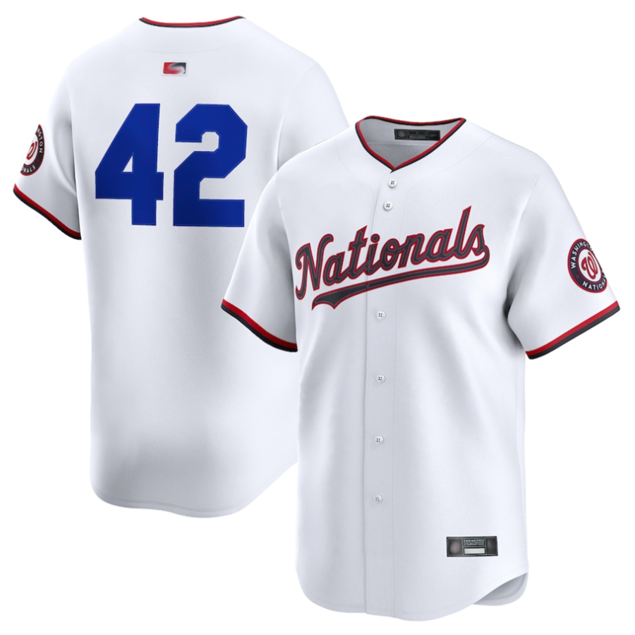 Custom #42 White Jackie Robinson Day WSH Baseball Shirt Top