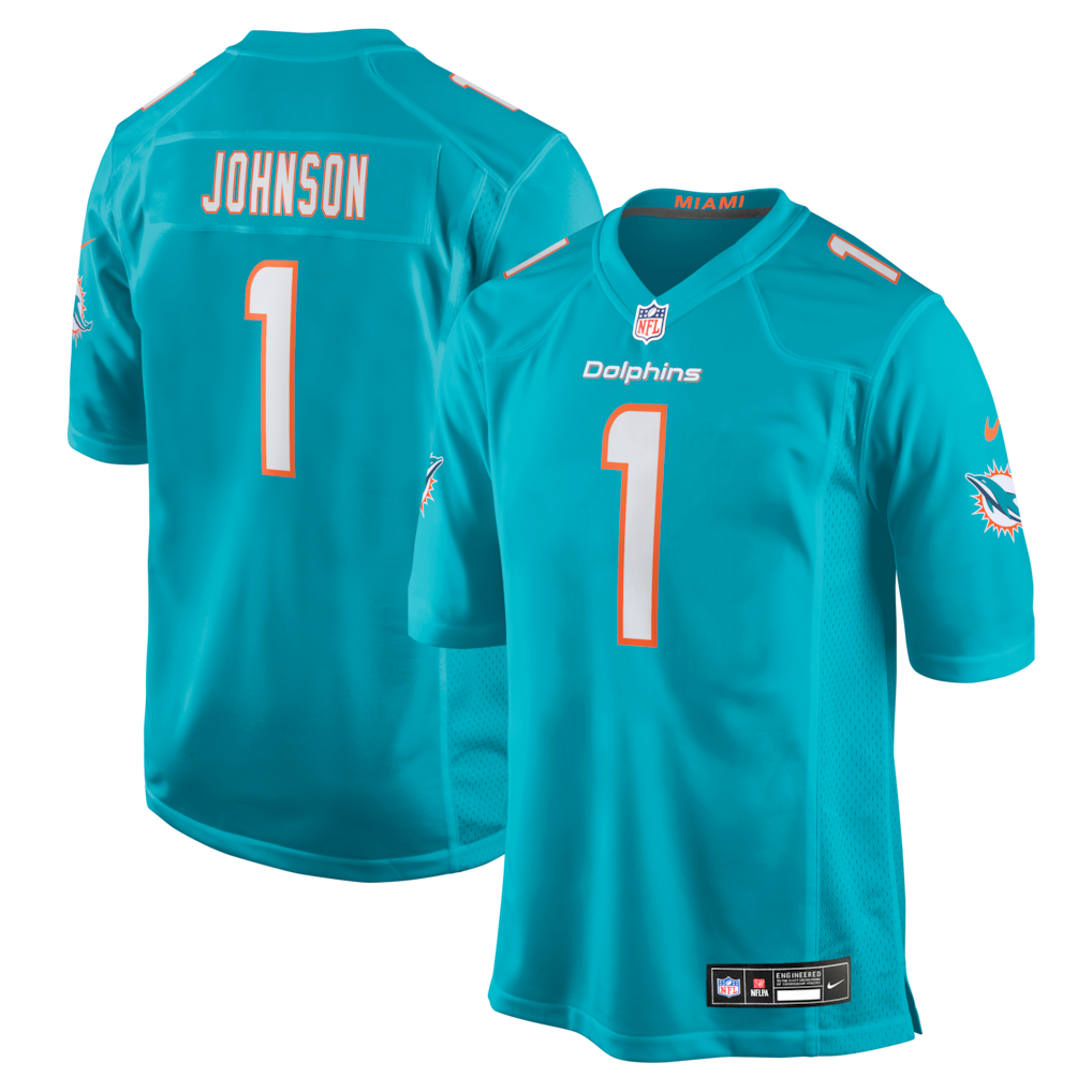 Chris Johnson Miami Dolphins 2026 NFL Draft First Round Pick No. 27  Jersey - Aqua